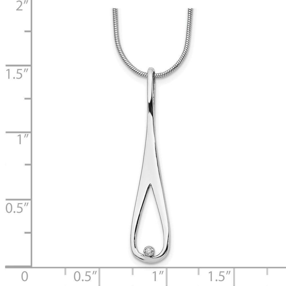 White Ice Sterling Silver Rhodium-plated 18 Inch Diamond Open Teardrop Necklace with 2 Inch Extender