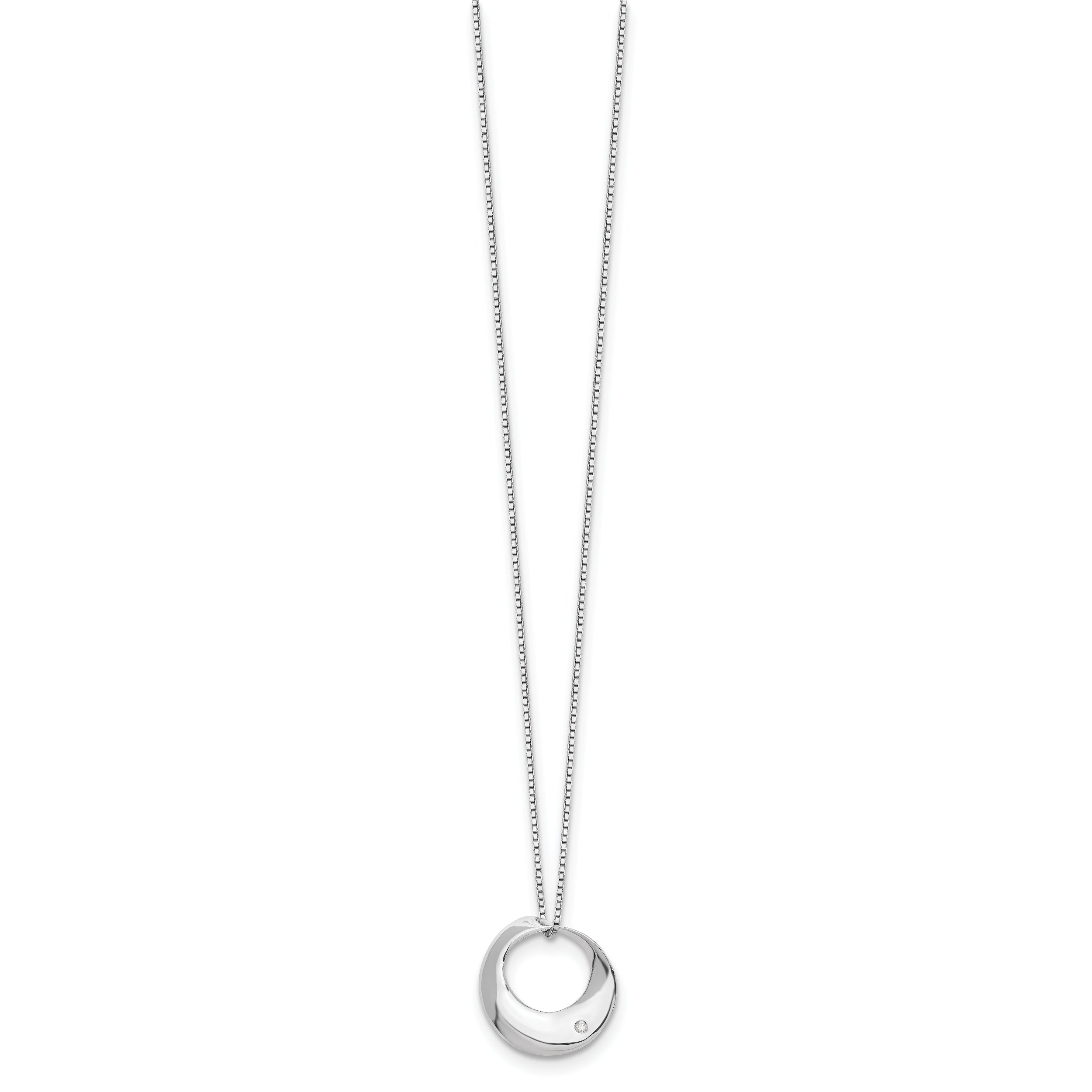 White Ice Sterling Silver Rhodium-plated 18 Inch Diamond Open Circle Necklace with 2 Inch Extender