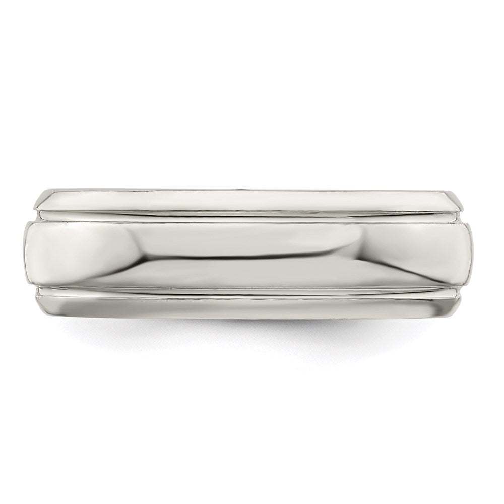 Sterling Silver 6mm Polished Domed with Grooved Beveled Edge Fancy Band Size 8.5