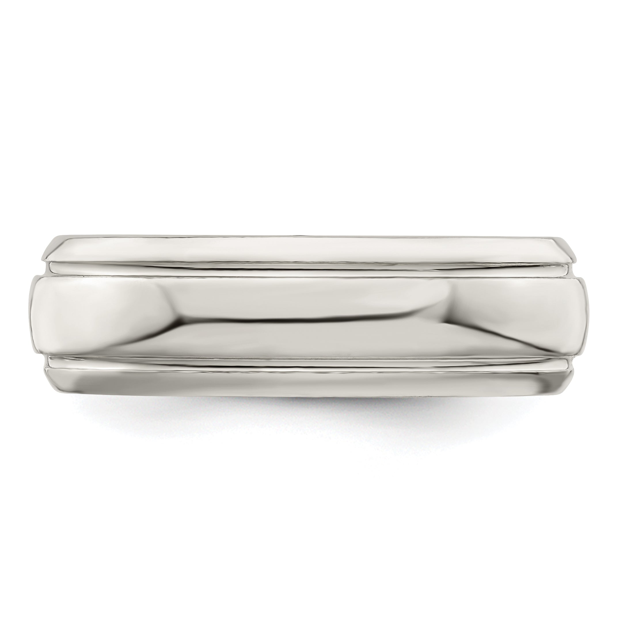 Sterling Silver 6mm Polished Domed with Grooved Beveled Edge Fancy Band Size 7.5