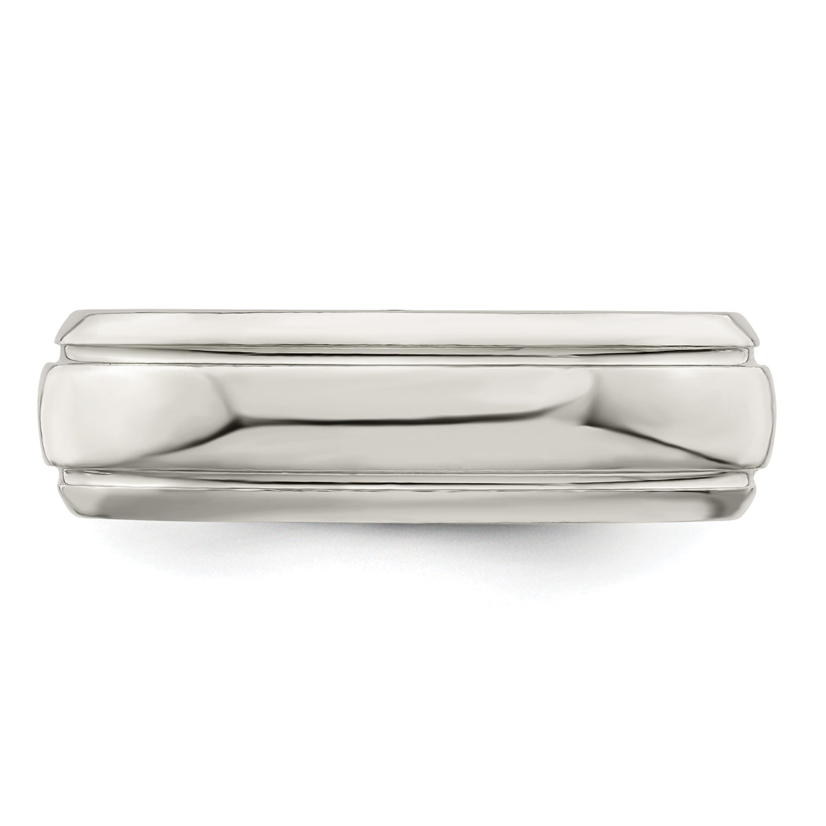 Sterling Silver 6mm Polished Domed with Grooved Beveled Edge Fancy Band Size 7