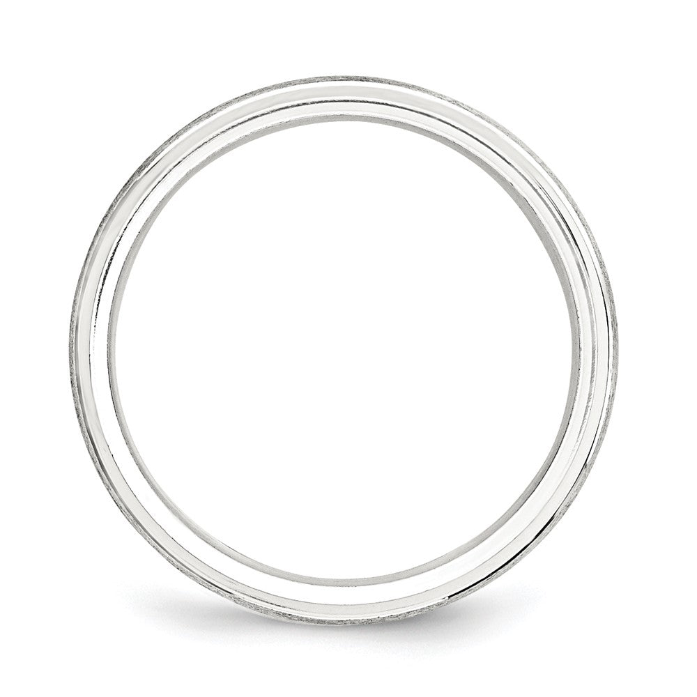 Sterling Silver 6mm Brushed Domed with Grooved Beveled Edge Fancy Band Size 9