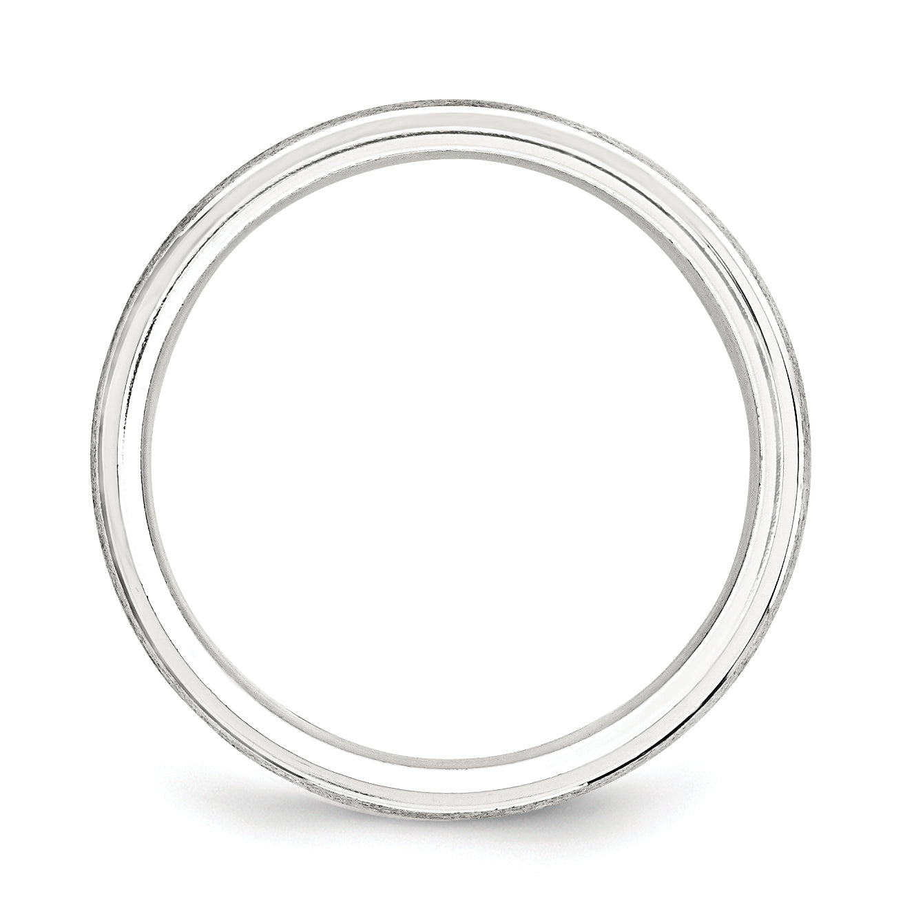 Sterling Silver 6mm Brushed Domed with Grooved Beveled Edge Fancy Band Size 12