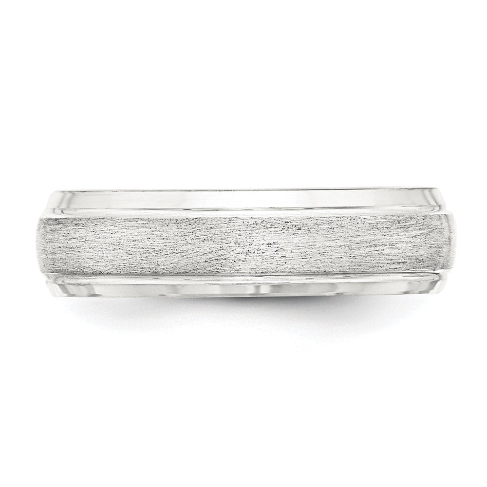 Sterling Silver 6mm Brushed Domed with Grooved Beveled Edge Fancy Band Size 9