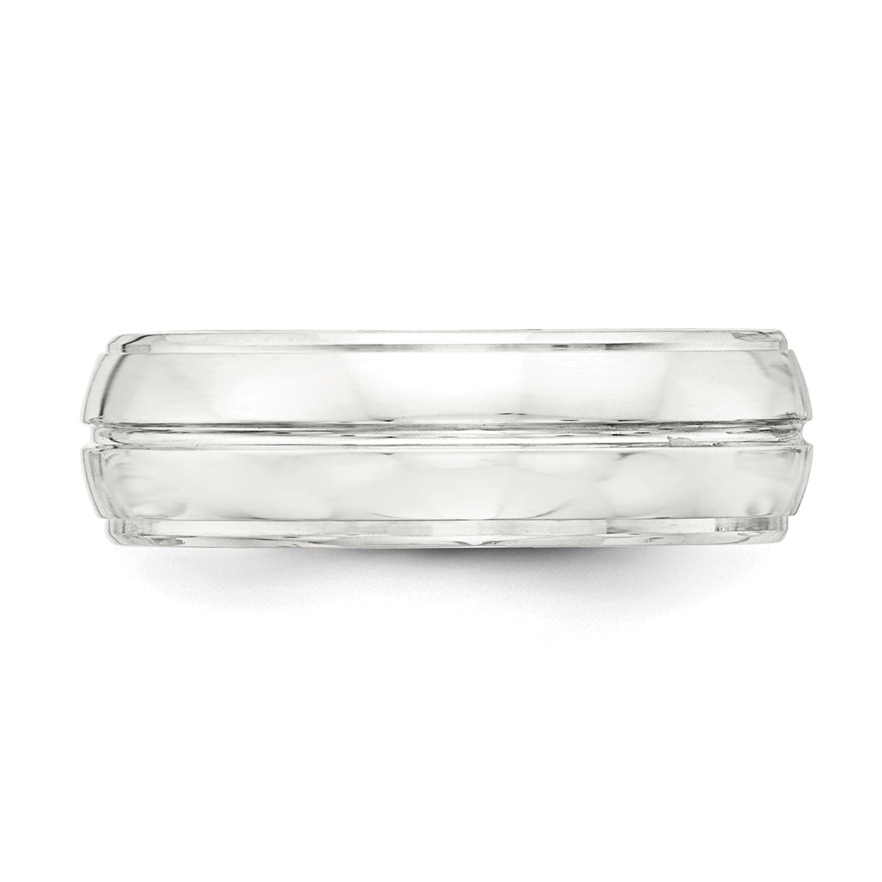 Sterling Silver 7mm Polished Domed Grooved Fancy Band Size 8