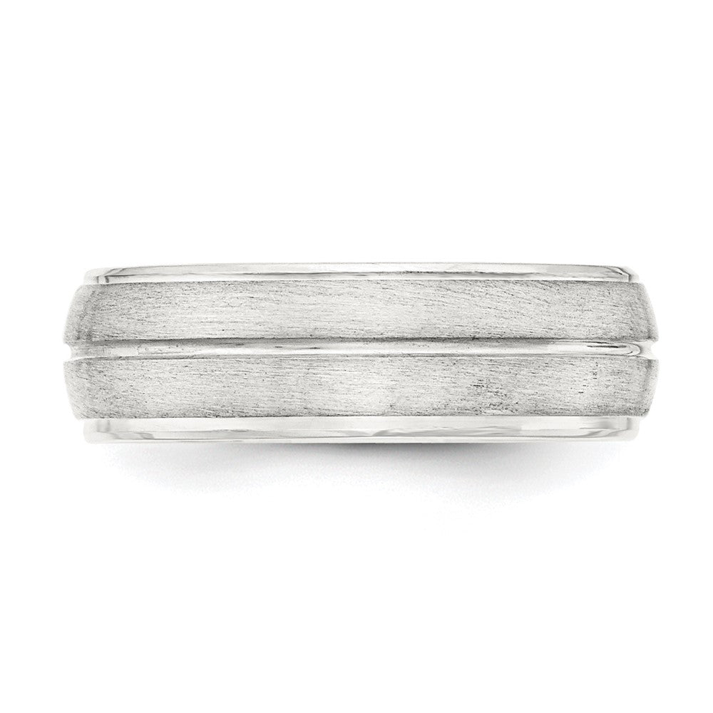 Sterling Silver 7mm Brushed Domed Grooved Fancy Band Size 11.5