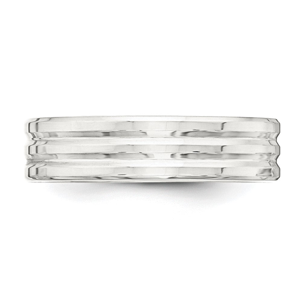 Sterling Silver 6mm Polished Flat Grooved Fancy Band Size 11