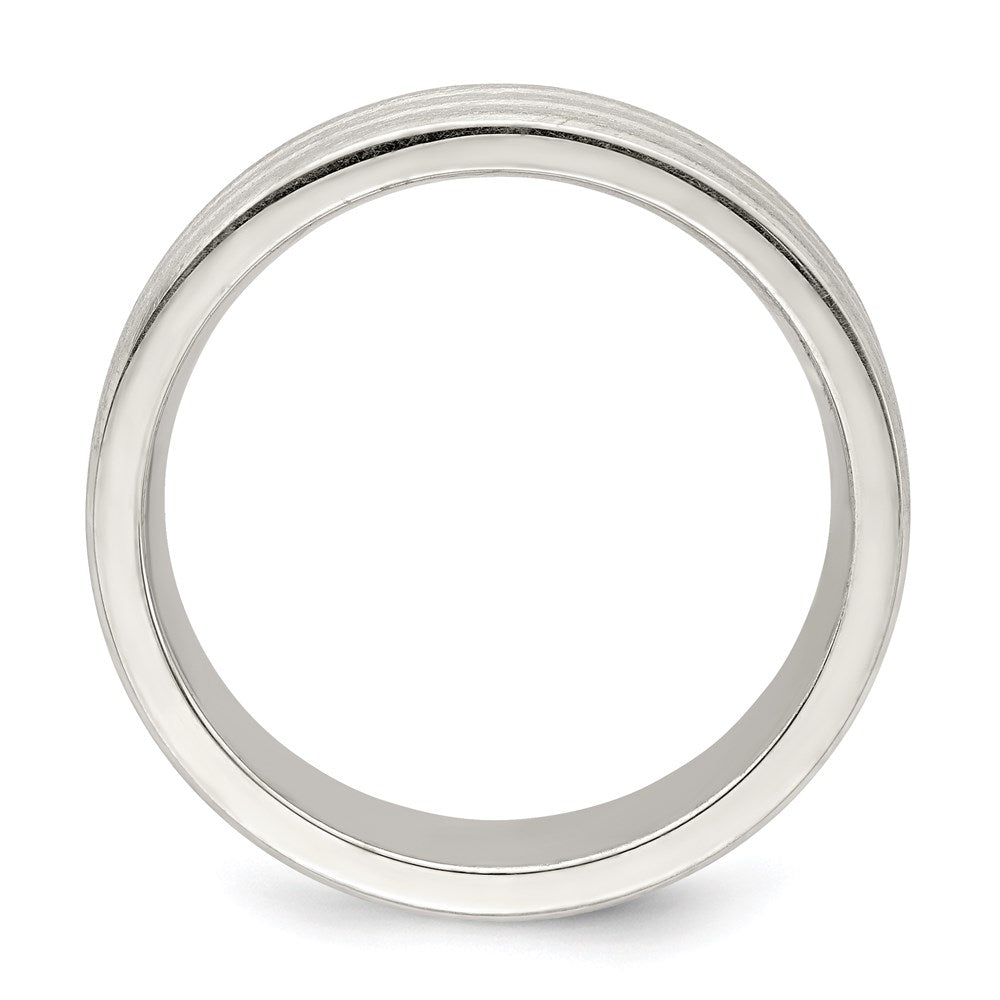 Sterling Silver 6mm Brushed Flat Grooved Fancy Band Size 9.5