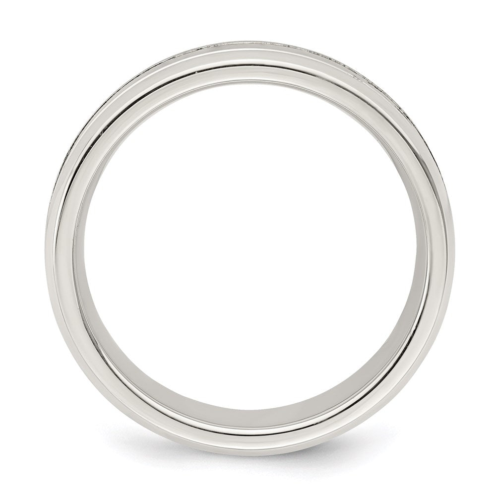 Sterling Silver 6mm Polished Flat Grooved Beveled Edge Fancy Band Size 7.5