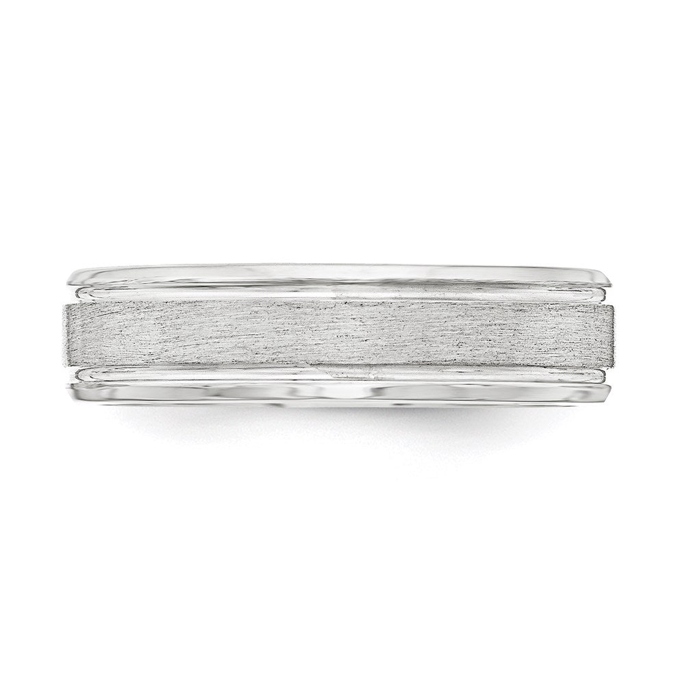 Sterling Silver 6mm Brushed Flat Grooved Beveled Edge Fancy Band Size 11