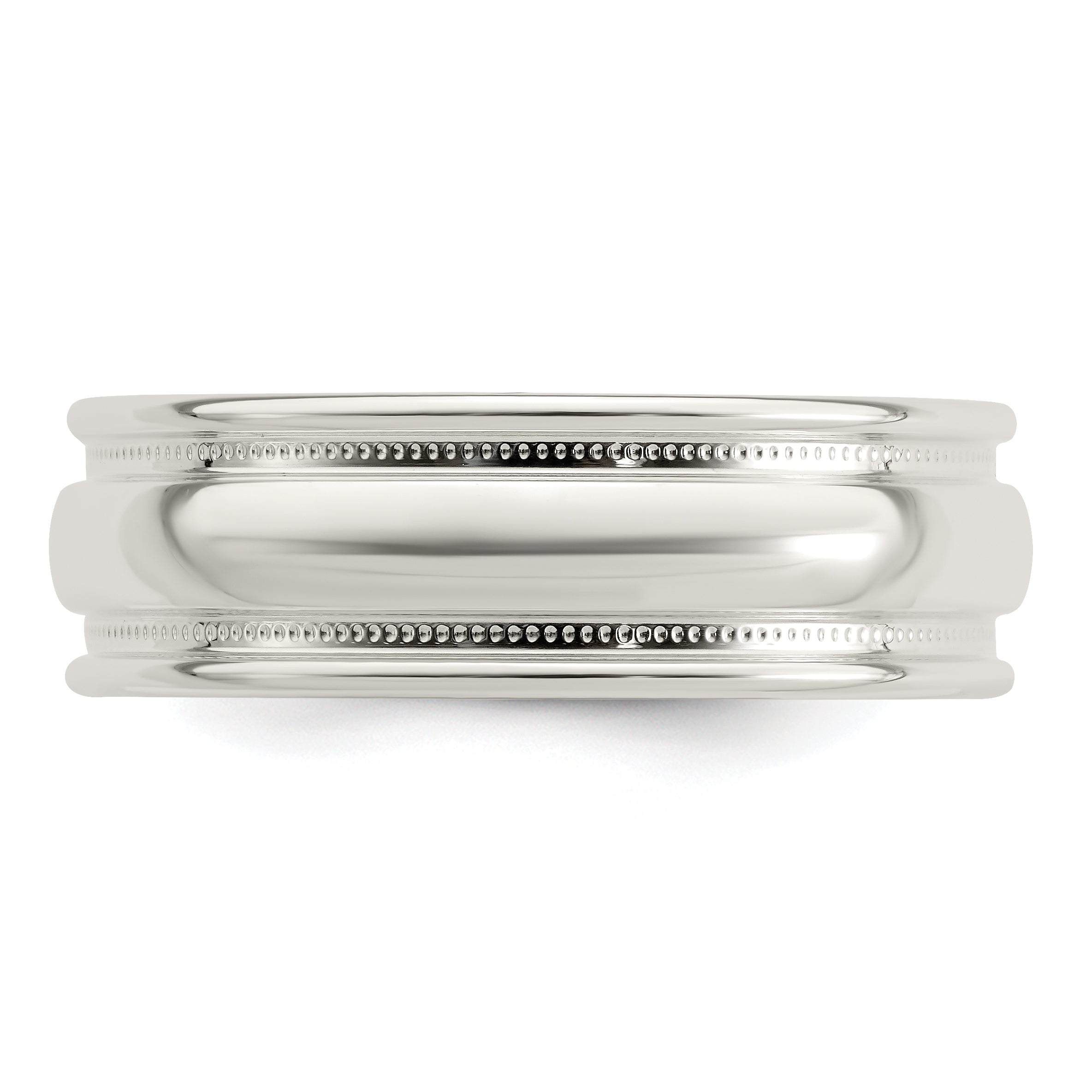 Sterling Silver 7mm Polished Domed Double Milgrain Fancy Band Size 9.5