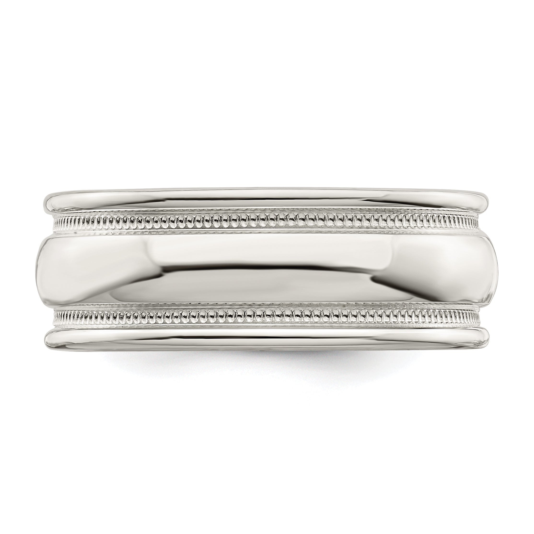 Sterling Silver 7mm Polished Domed Double Milgrain Fancy Band Size 9.5
