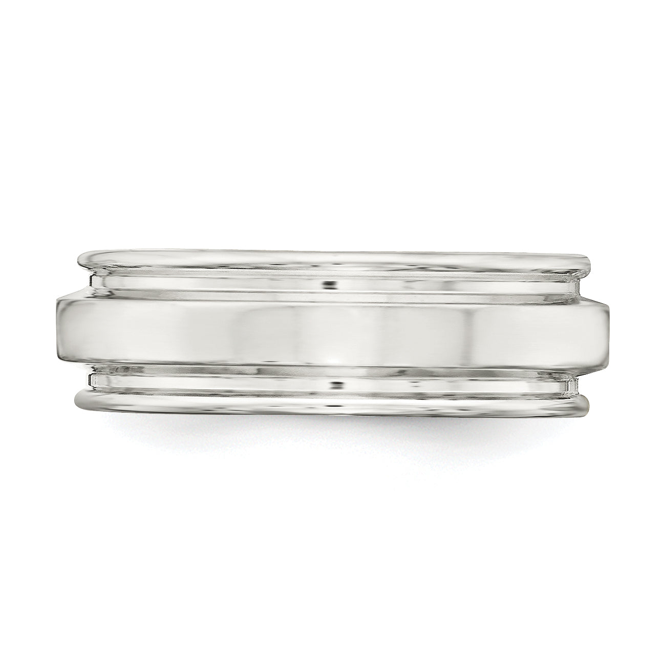 Sterling Silver 7mm Polished Flat Grooved Edge Fancy Band Size 9.5