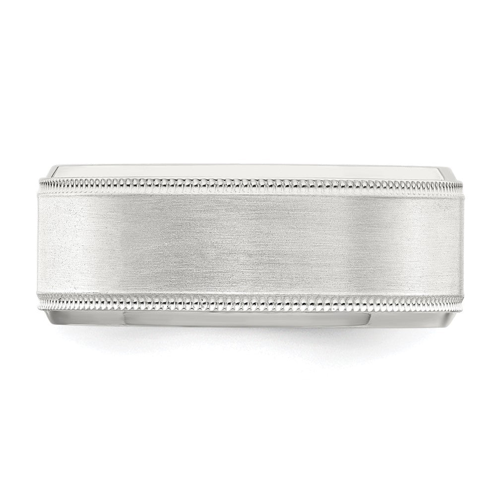 Sterling Silver 6mm Brushed Flat Milgrain Beveled Edge Fancy Band Size 12.5
