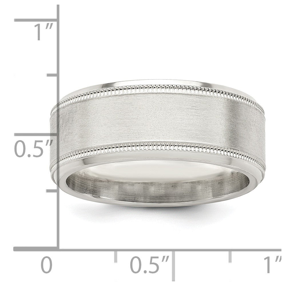 Sterling Silver 6mm Brushed Flat Milgrain Beveled Edge Fancy Band Size 12.5