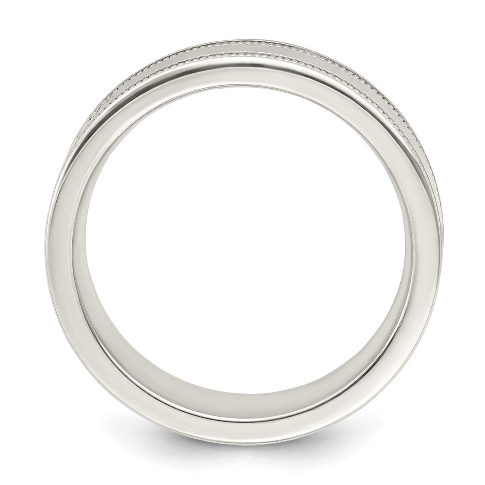 Sterling Silver 6mm Polished Flat Milgrain Grooved Edge Fancy Band Size 13.5