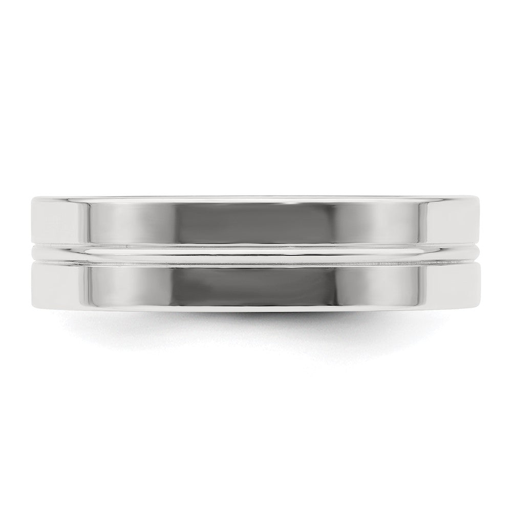 Sterling Silver 6mm Polished Flat Grooved Center Fancy Band Size 12.5