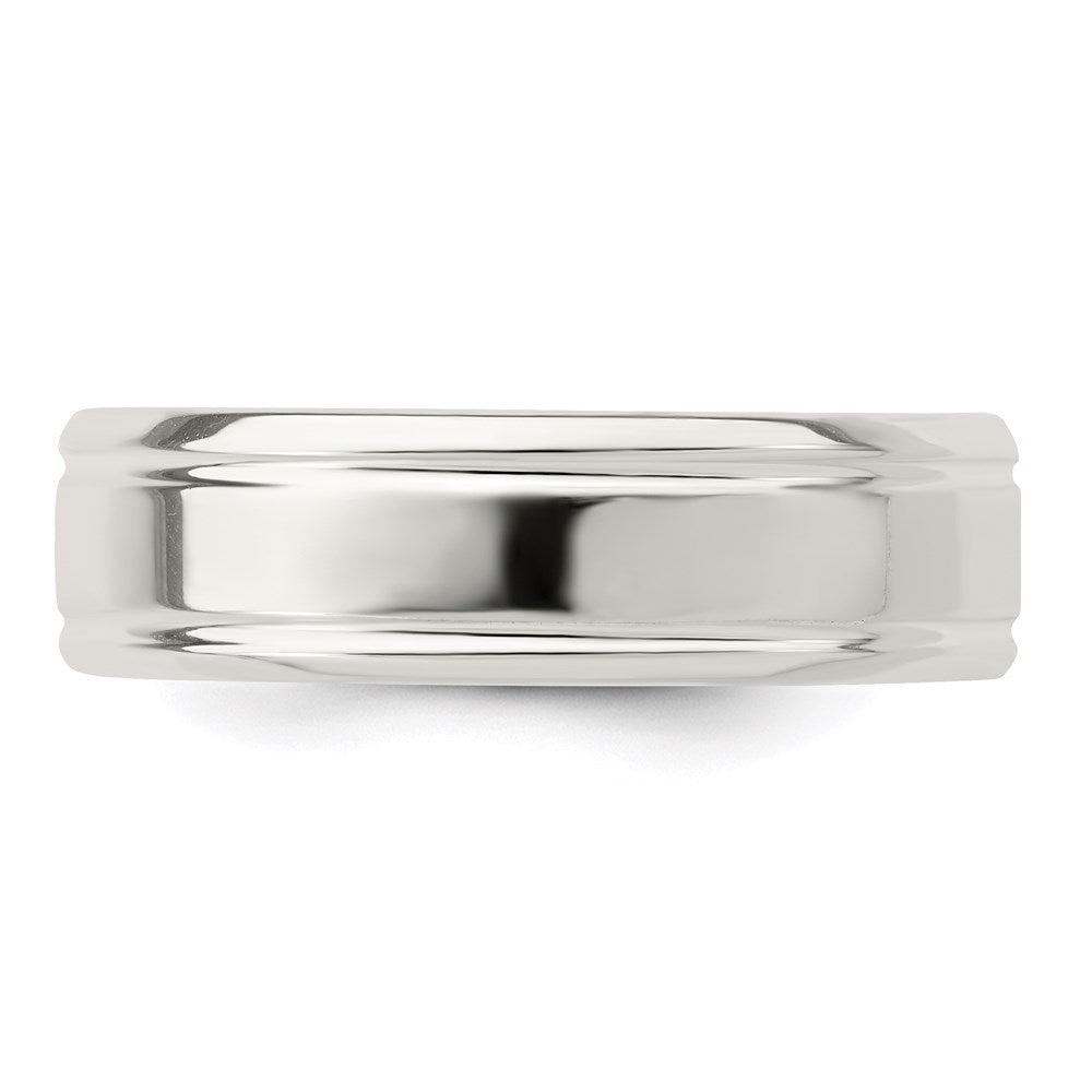 Sterling Silver 6mm Polished Flat Grooved Fancy Band Size 11