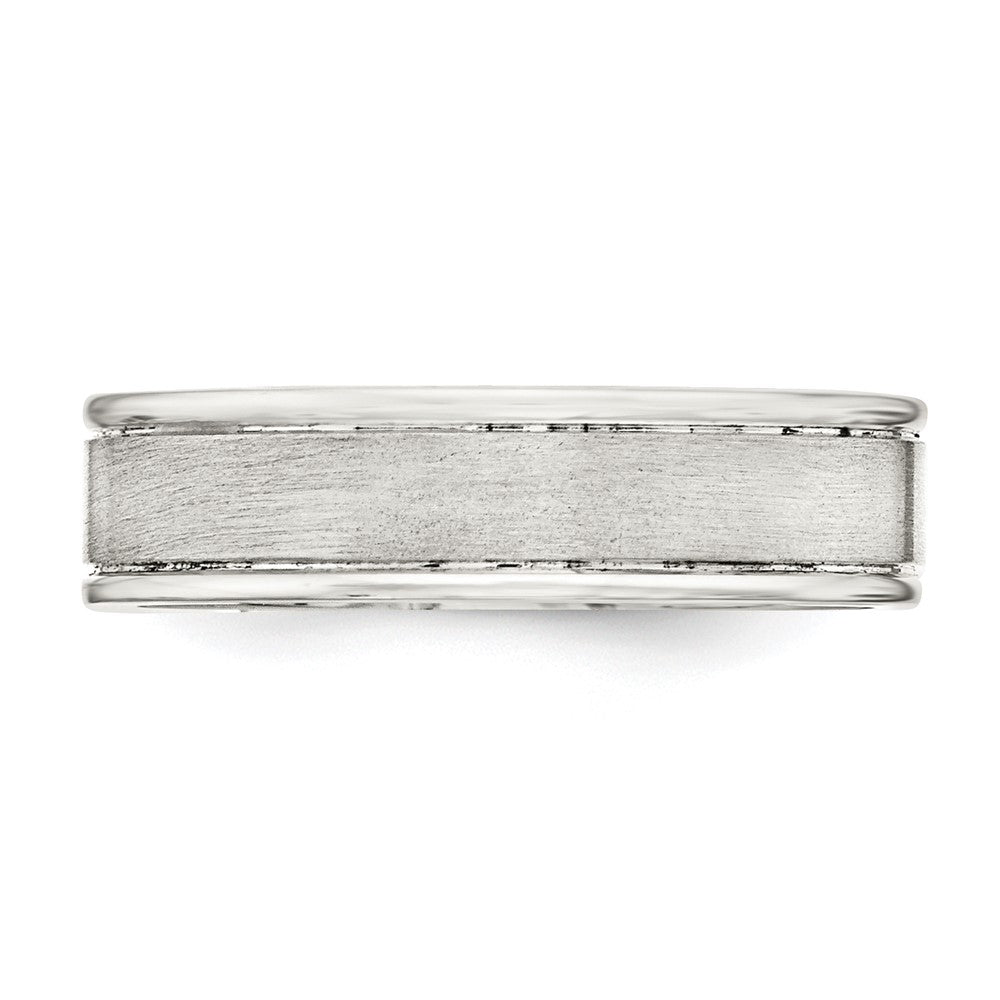 Sterling Silver 6mm Brushed Flat Grooved Fancy Band Size 8