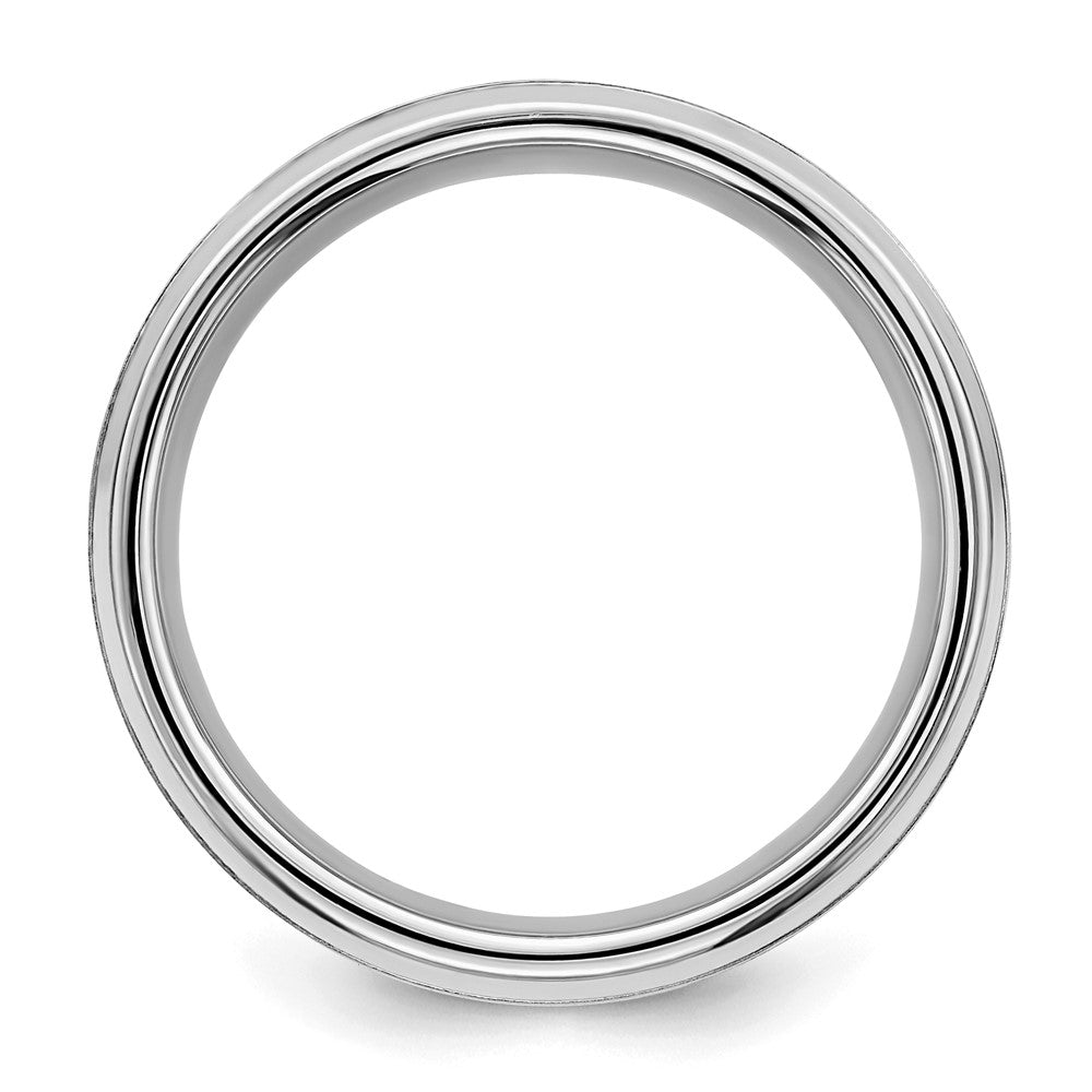 Sterling Silver Rhodium-plated 8mm Brushed Fancy Band Size 8.5