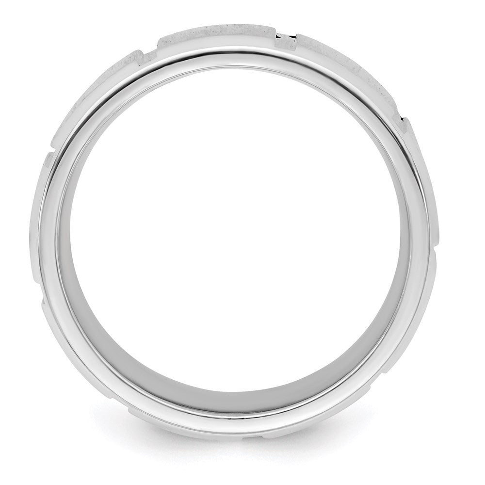 Sterling Silver 8mm Polished Flat Notched Beveled Edge Fancy Band Size 13
