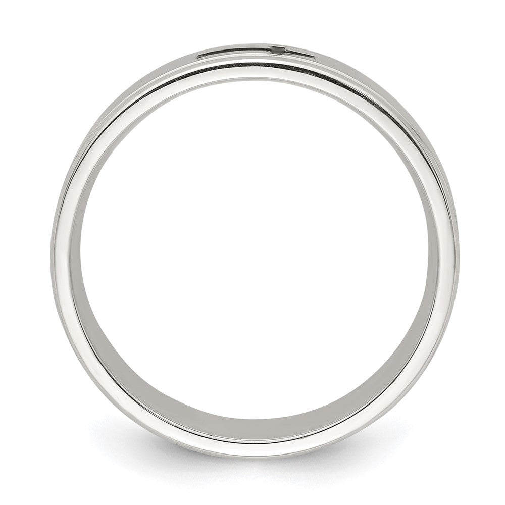 Sterling Silver 6mm Enamel Cross Fancy Band Size 10