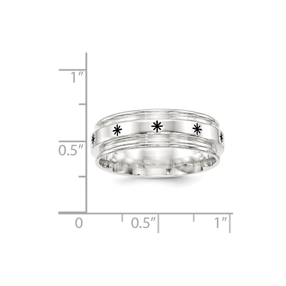 SS 7mm Enamel Fancy Band Size 9