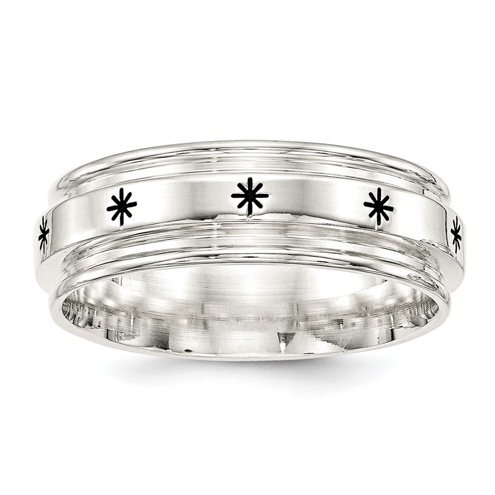 SS 7mm Enamel Fancy Band Size 9