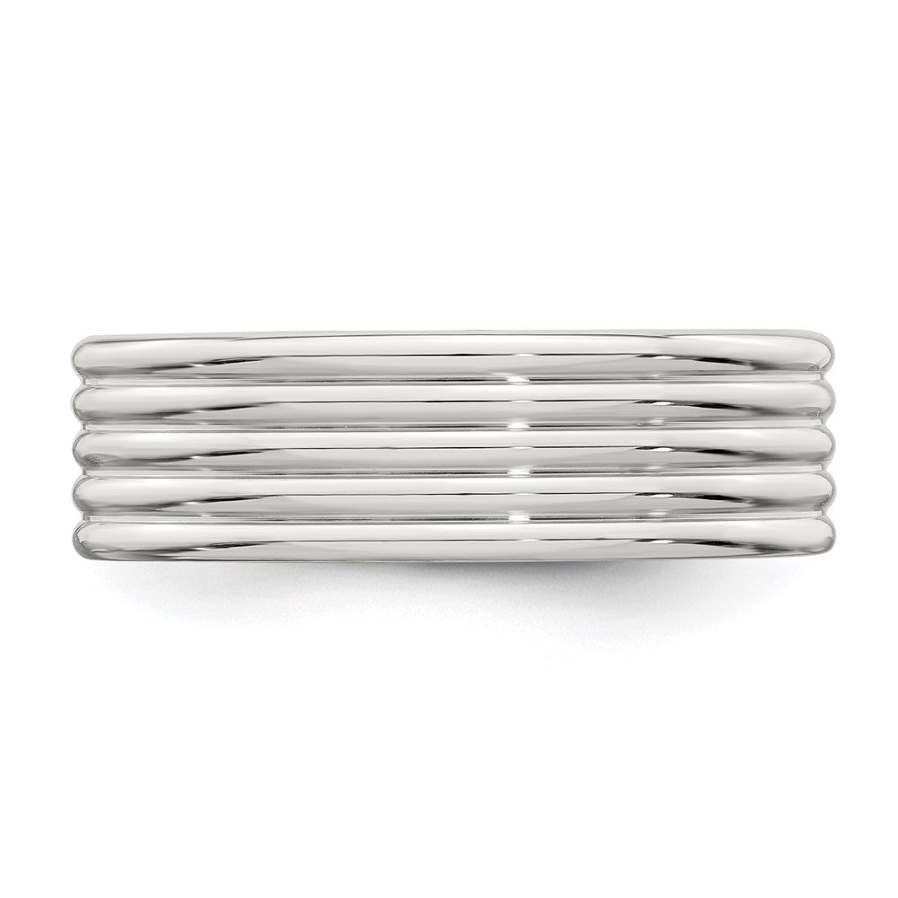 Sterling Silver 7mm Polished 5-Row Fancy Band Size 10.5