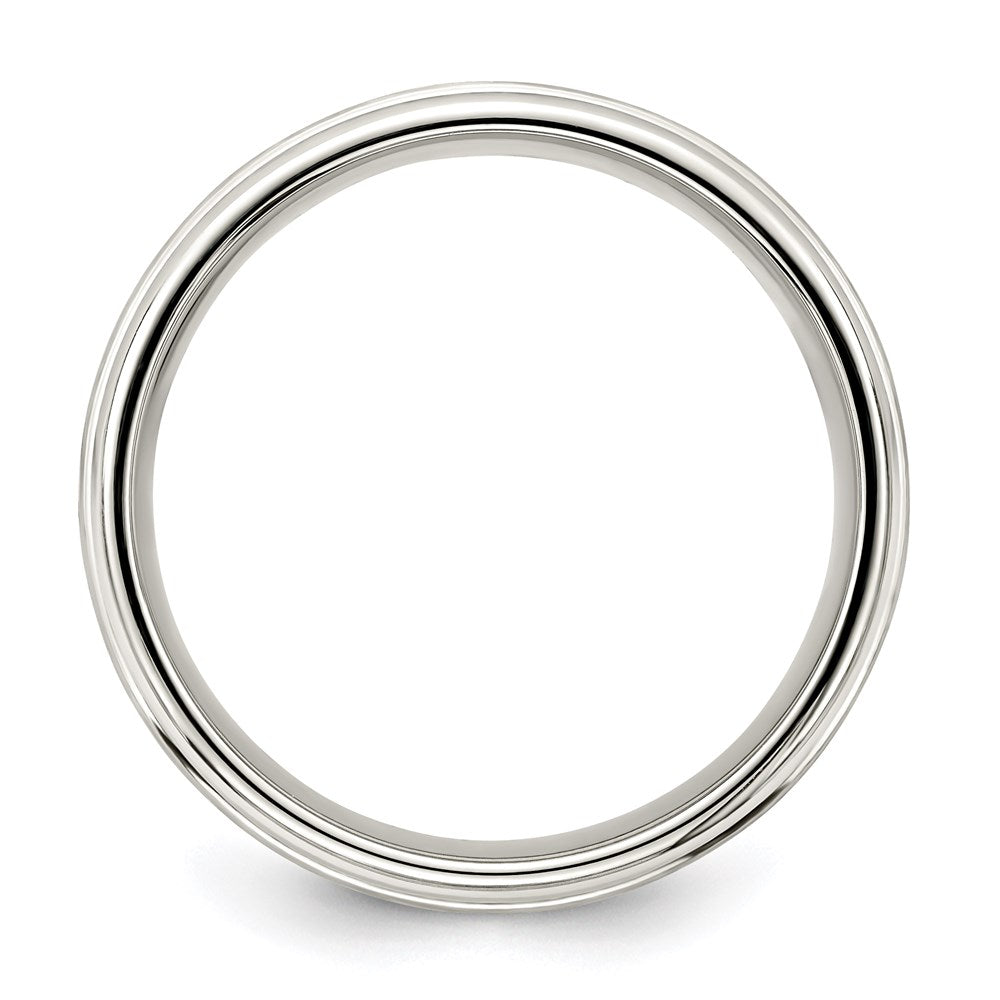 Sterling Silver 7mm Brushed Flat Intertwined Design Beveled Edge Fancy Band Size 8