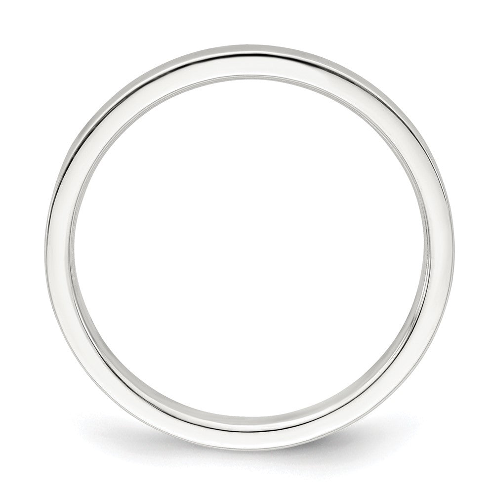 Sterling Silver Rhodium-plated 2mm Flat Size 7.5 Band
