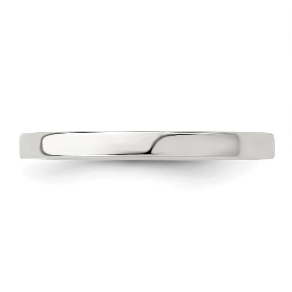 Sterling Silver Rhodium-plated 2mm Flat Size 6.5 Band