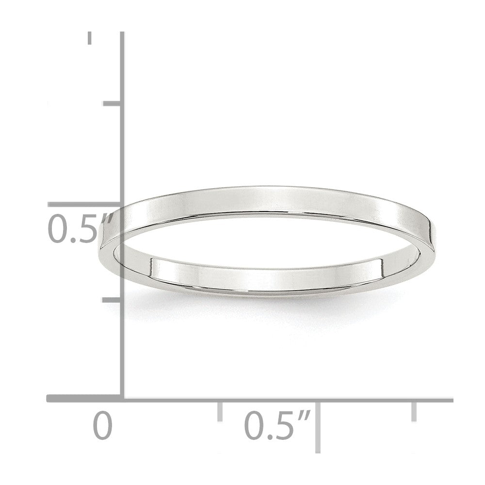 Sterling Silver Rhodium-plated 2mm Flat Size 9 Band