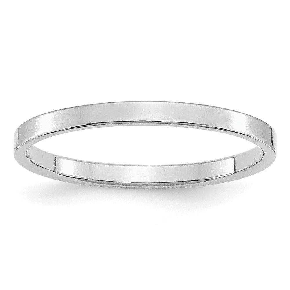 Sterling Silver Rhodium-plated 2mm Flat Size 10.5 Band