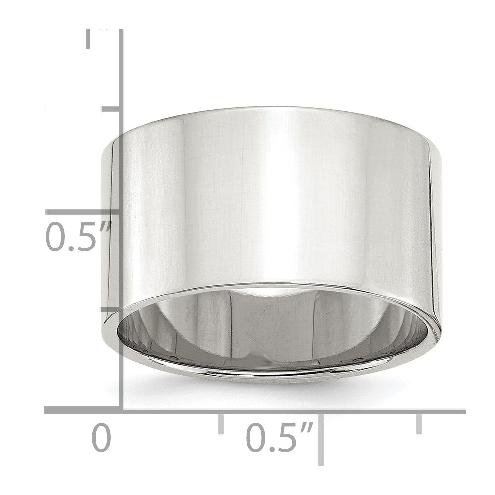 Sterling Silver 12mm Lightweight Flat Size 10 Band