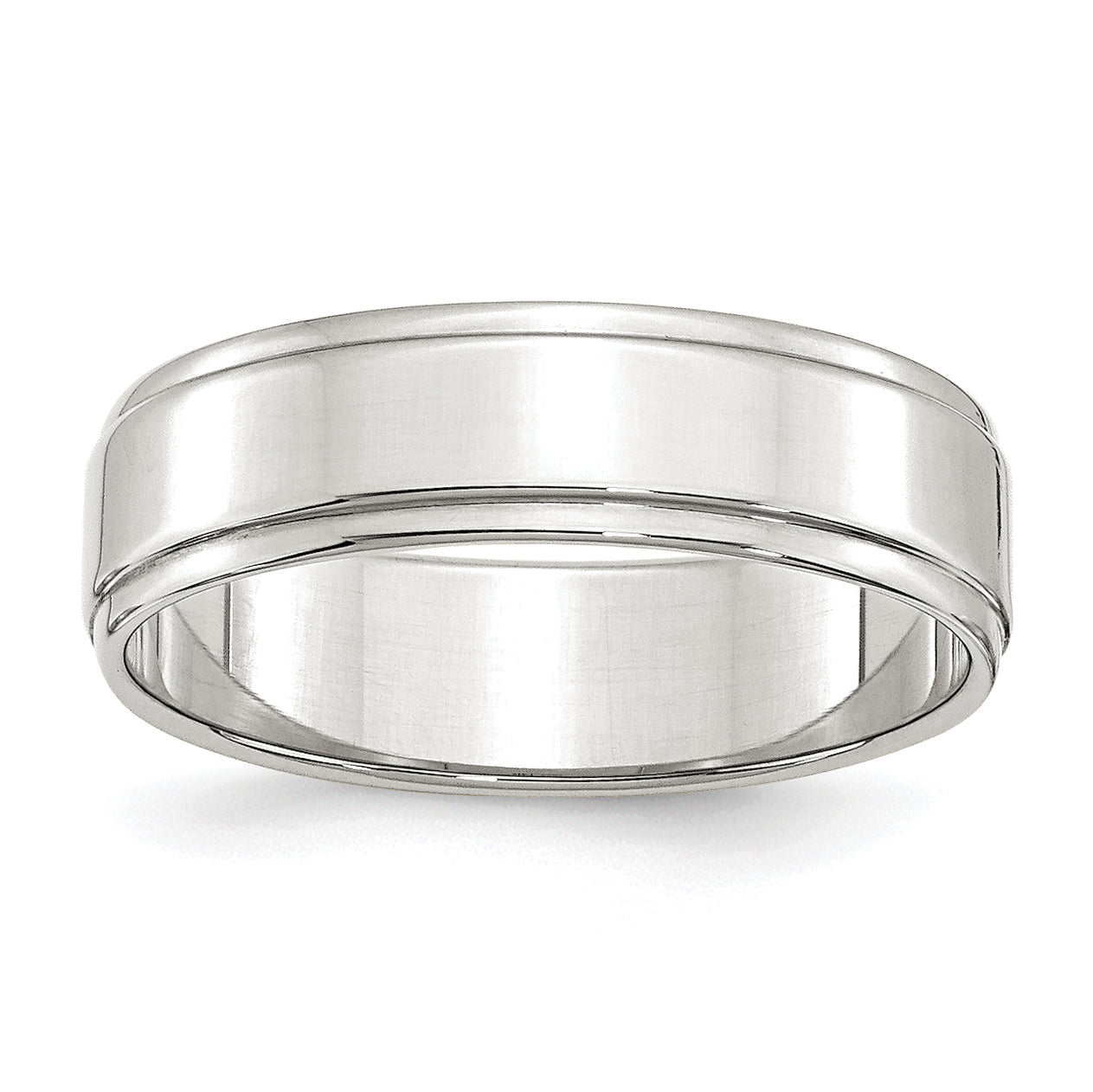Sterling Silver 6mm Flat with Step Edge Size 11.5 Band