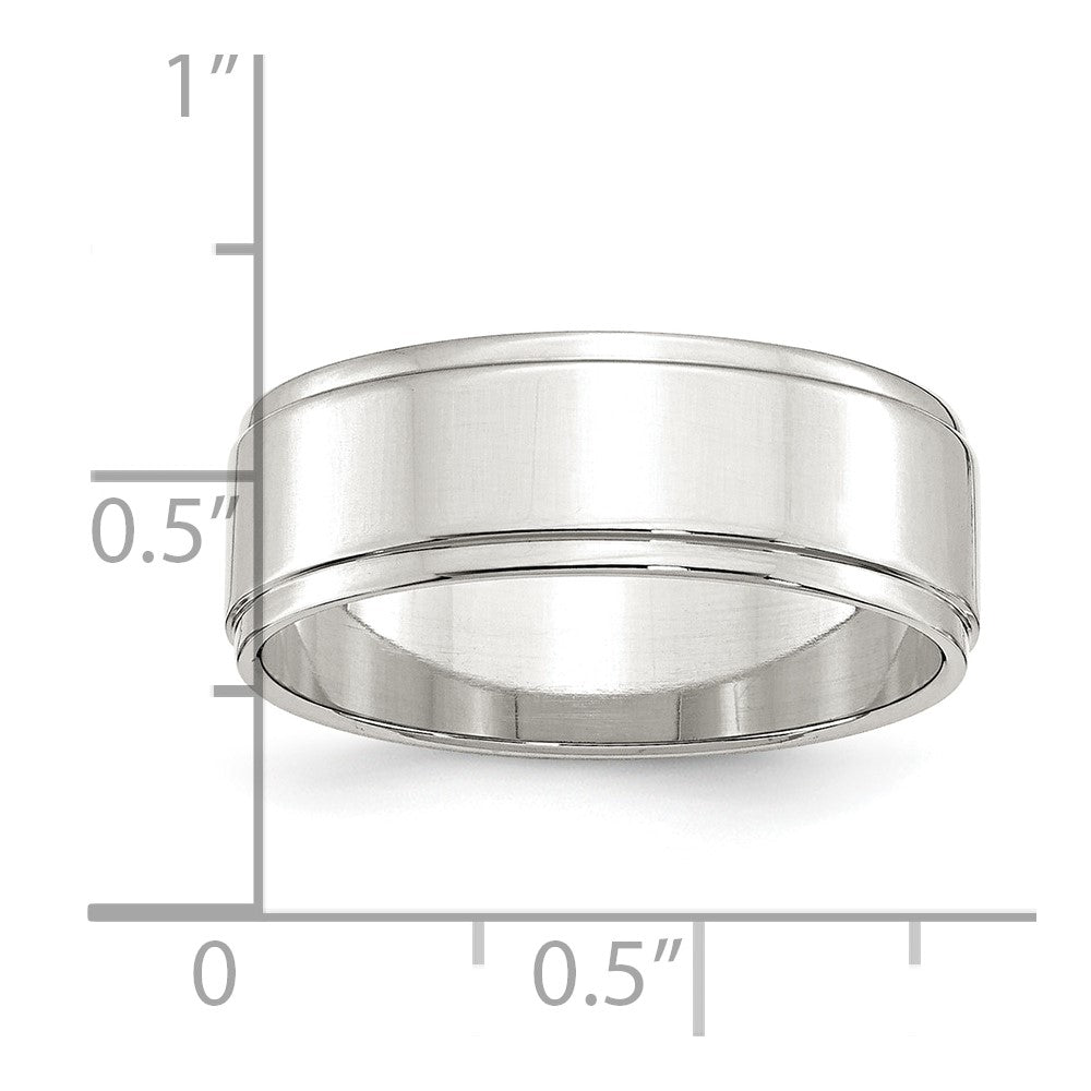 Sterling Silver 7mm Flat with Step Edge Size 8 Band