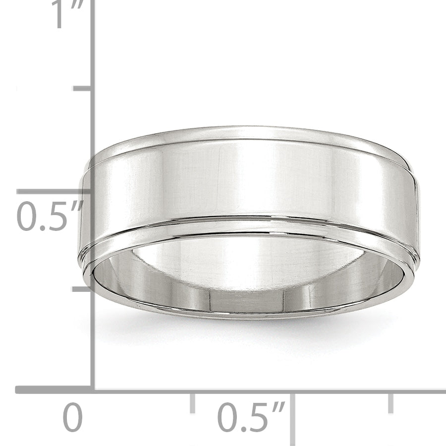 Sterling Silver 7mm Flat with Step Edge Size 11.5 Band