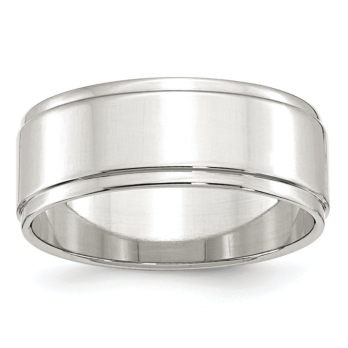 Sterling Silver 8mm Flat with Step Edge Size 7 Band