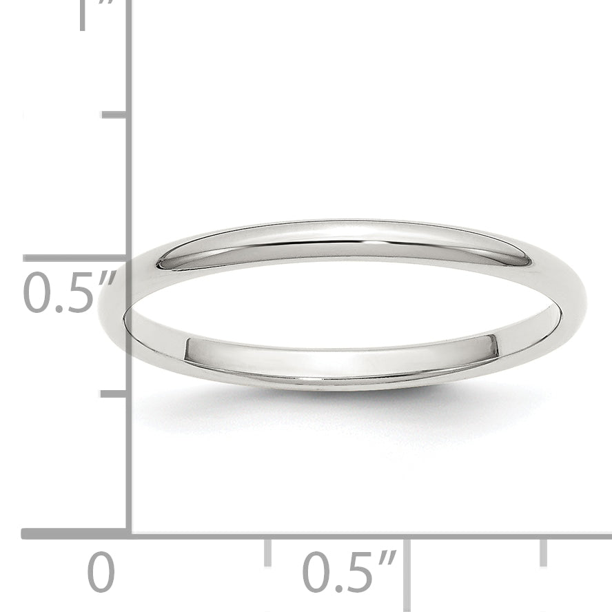 Sterling Silver Rhodium-plated 2mm Half-Round Size 4 Band