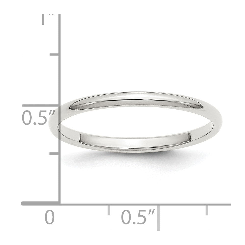 Sterling Silver 2mm Half Round Size 9.5 Band