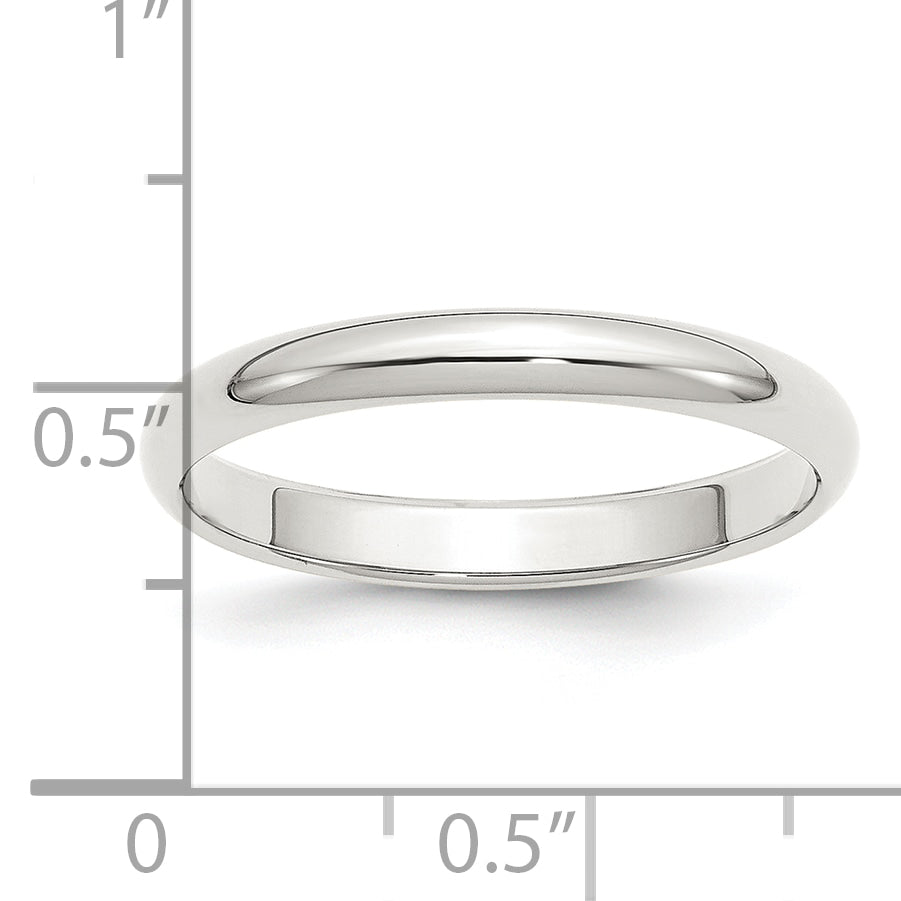 Sterling Silver 3mm Half Round Size 12.5 Band