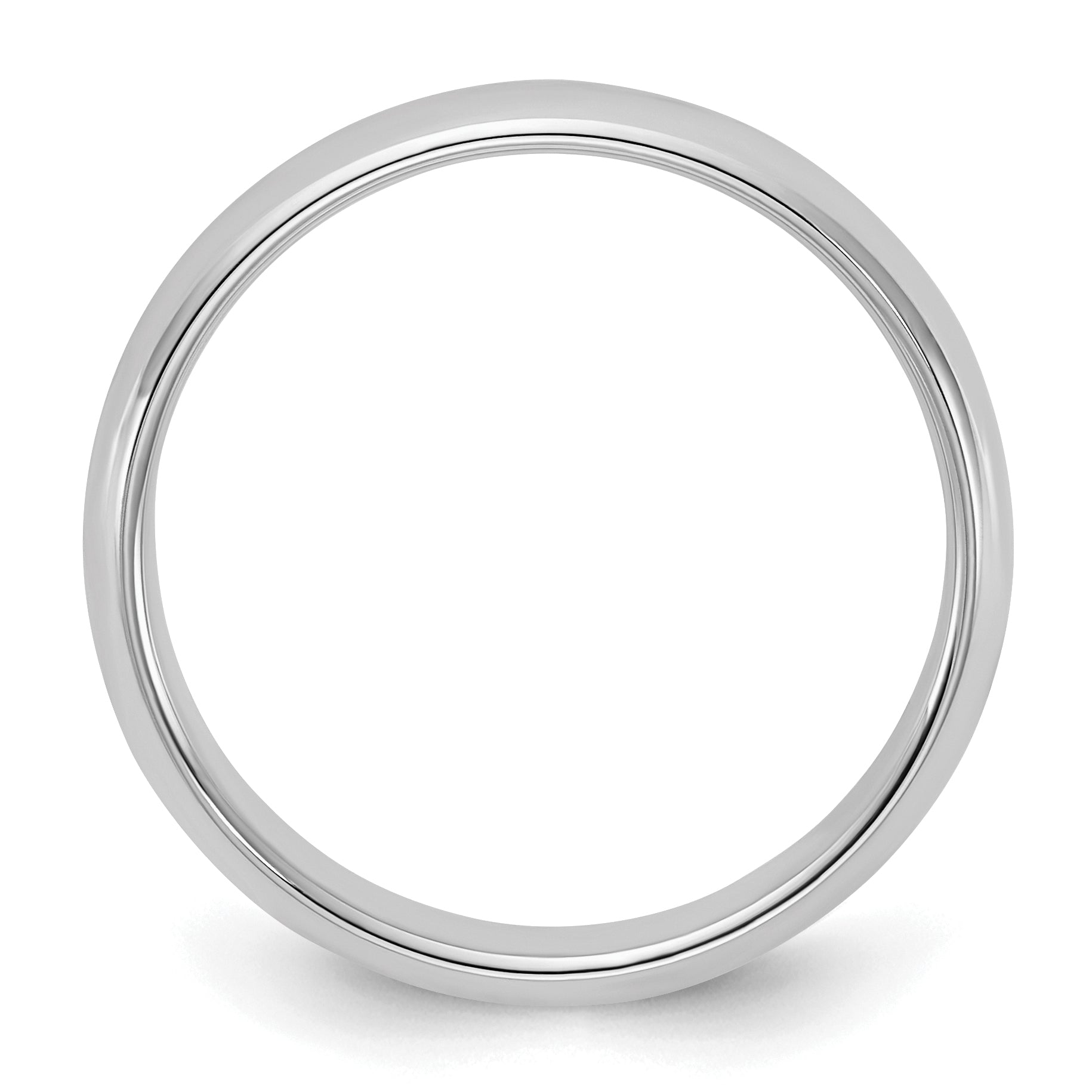Sterling Silver Rhodium-plated 4mm Half-Round Size 7.5 Band