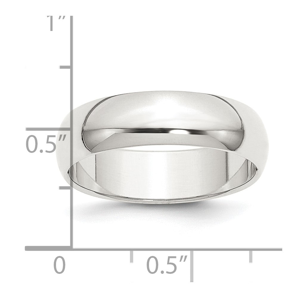 Sterling Silver 6mm Half Round Size 9.5 Band