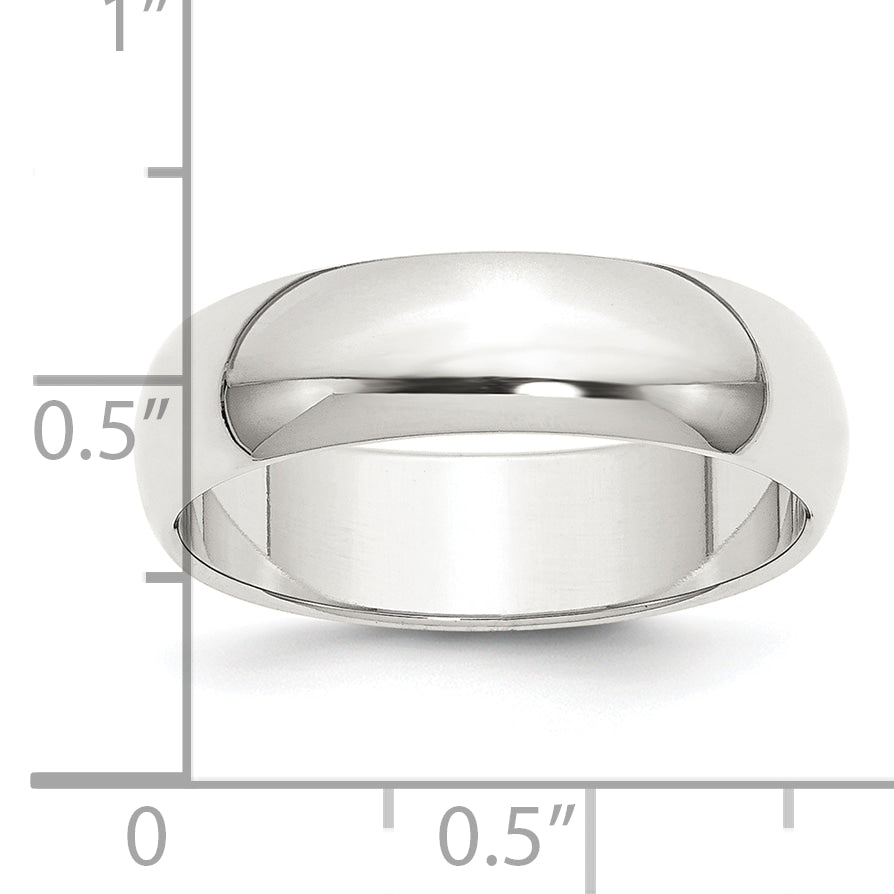 Sterling Silver 6mm Half Round Size 11.5 Band