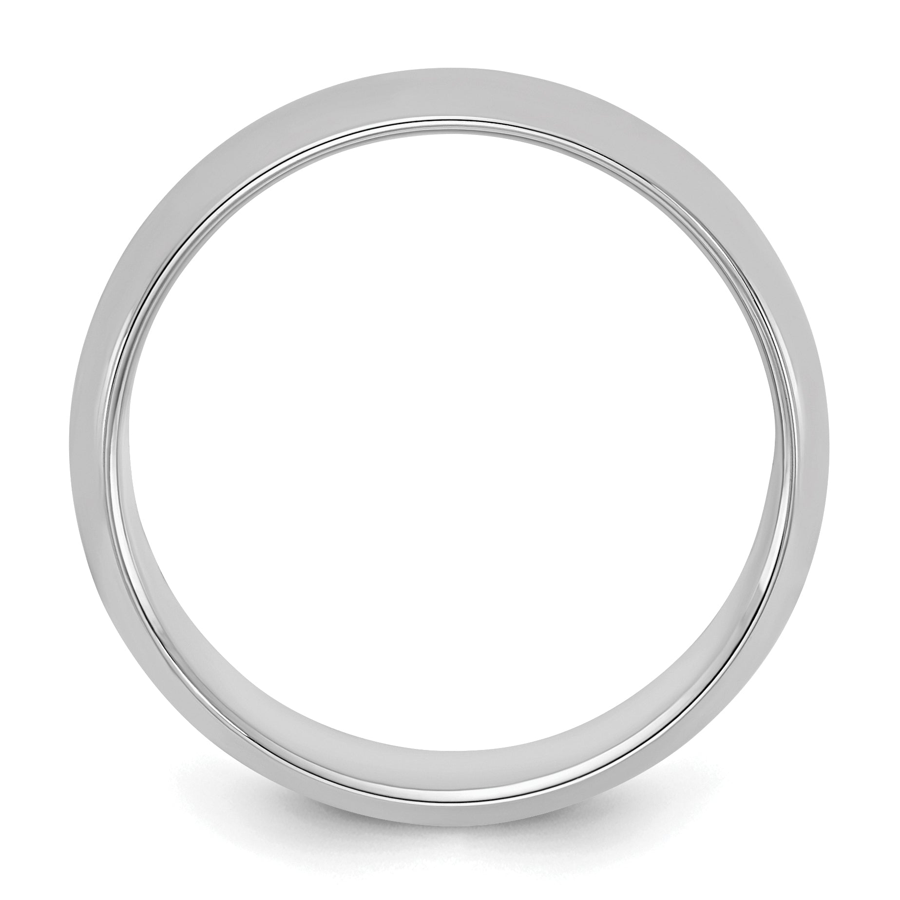 Sterling Silver Rhodium-plated 6mm Half-Round Size 8 Band