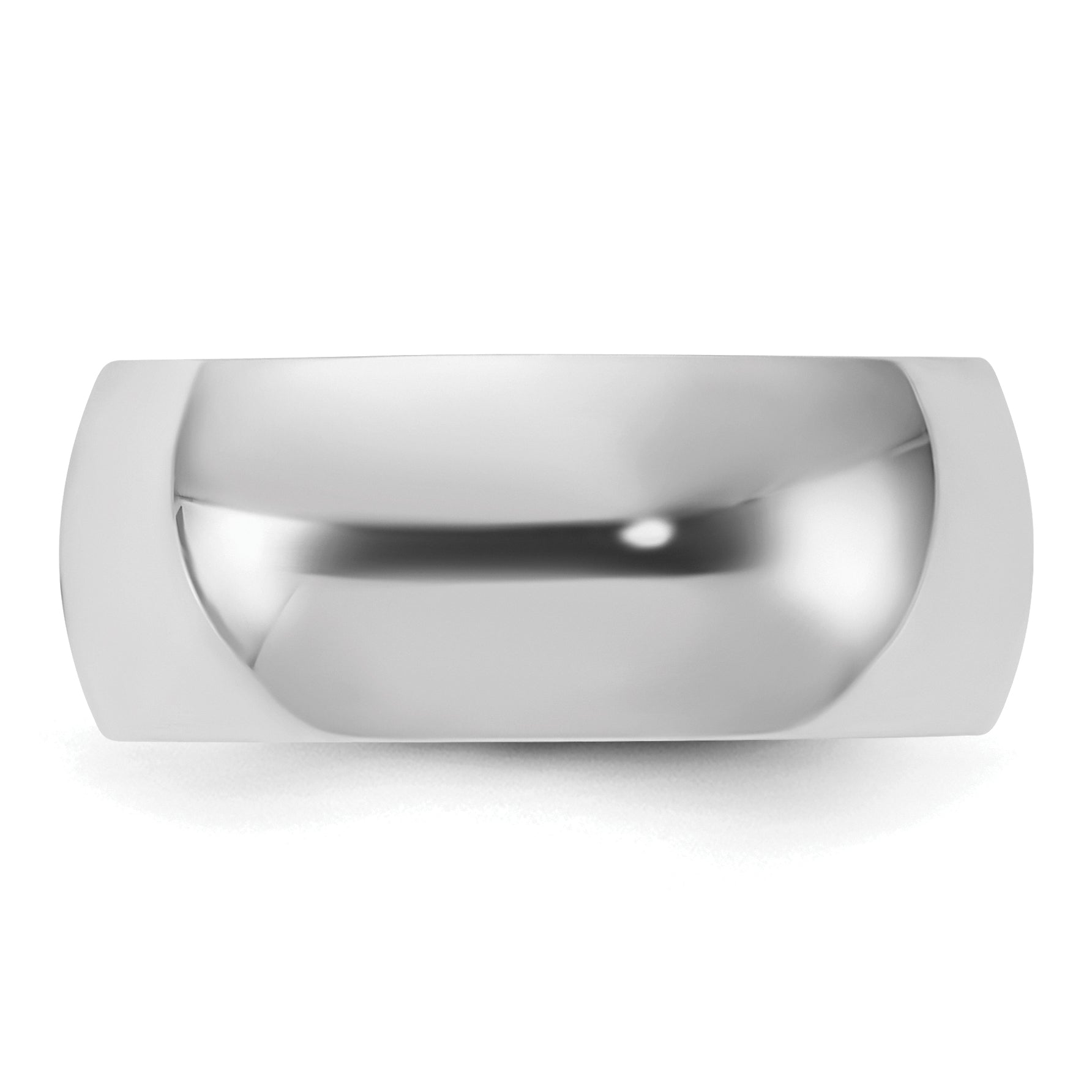 Sterling Silver Rhodium-plated 8mm Half-Round Size 9 Band