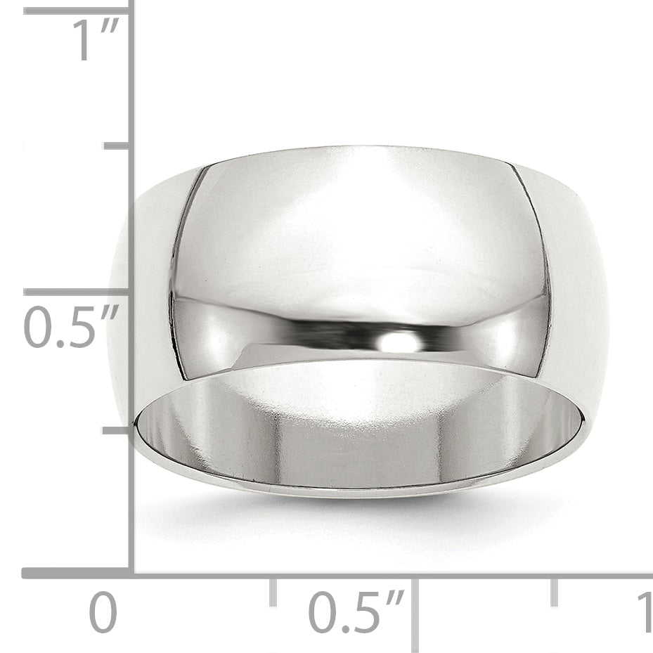 Sterling Silver 10mm Half Round Size 10 Band