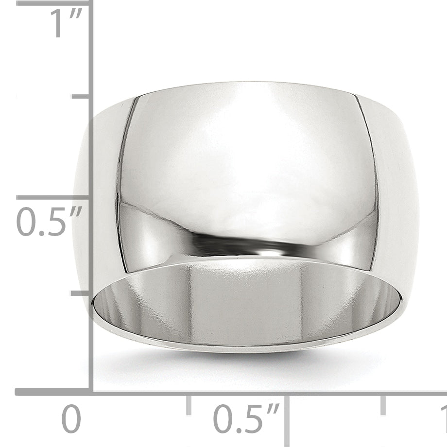 Sterling Silver 12mm Half Round Size 10 Band