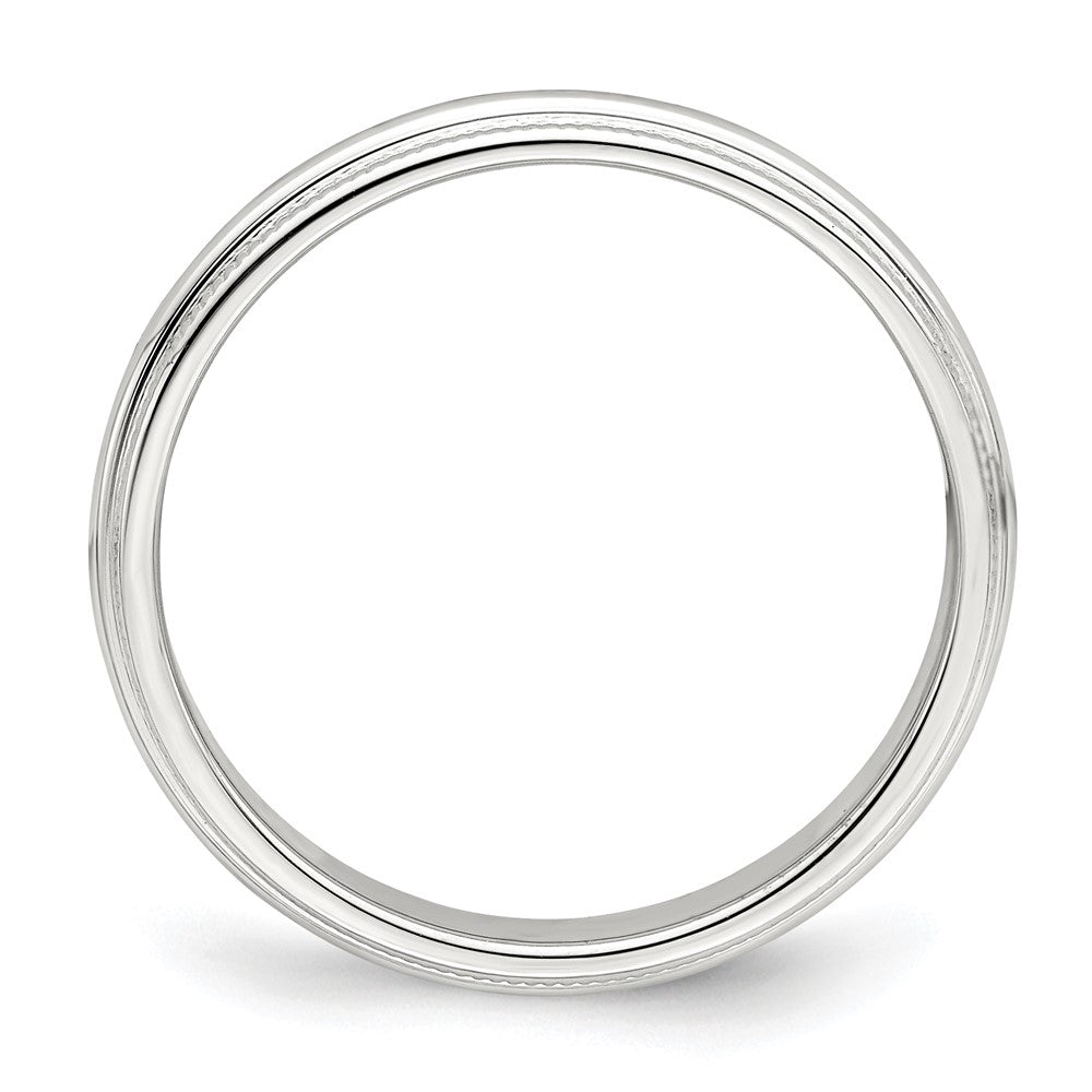 Sterling Silver Rhodium-plated 3mm Half Round Milgrain Size 4 Band